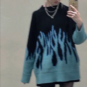 blue flame knit sweater